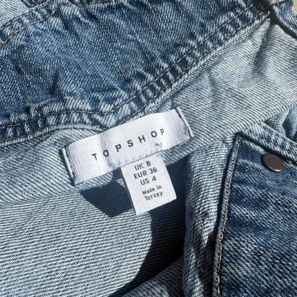 Topshop Light Blue Denim Overalls with Bib - Picture 3 of 4
